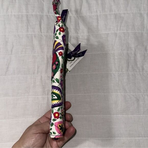 Vera Bradley Viva La Vera White Purple Green Quilted Cotton Wristlet Wallet - Picture 7 of 11